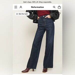 Reformation Cary High Rise Slouchy Wide Leg Jeans Blue - Size 28